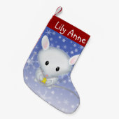Schattigee witte muis kerstkous gepersonaliseerd kleine kerstsok (Voorkant (Hangend))