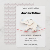 Schattigee witte olifant balanceren op touw gepers kaart (Voorkant / Achterkant)