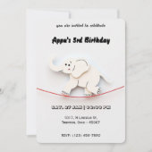 Schattigee witte olifant balanceren op touw gepers kaart (Voorkant)