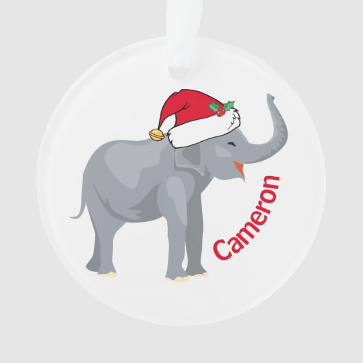 Schattigee witte olifant in Santa Hat Custom Chris Ornament (voorkant)