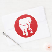 Schattigee Witte Olifant Logo, kies achtergrondkle Ronde Sticker (Envelop)