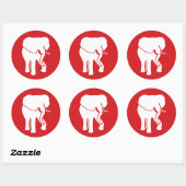 Schattigee Witte Olifant Logo, kies achtergrondkle Ronde Sticker (Vel)