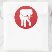 Schattigee Witte Olifant Logo, kies achtergrondkle Ronde Sticker (Tas)