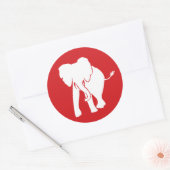 Schattigee Witte Olifant Logo Rood en Wit Ronde Sticker (Envelop)