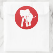 Schattigee Witte Olifant Logo Rood en Wit Ronde Sticker (Tas)