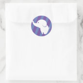 Schattigee witte olifant met leuke achtergrond ronde sticker (Tas)