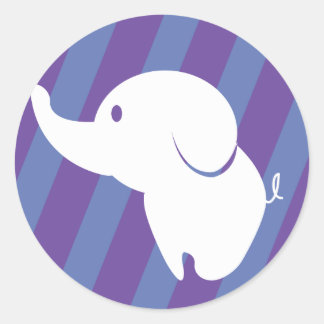 Schattigee witte olifant met leuke achtergrond ronde sticker