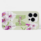 Schattigee witte orchideeën monogram Case-Mate iPhone case (Achterkant (horizontaal))