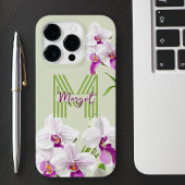 Schattigee witte orchideeën monogram iPhone hoesje