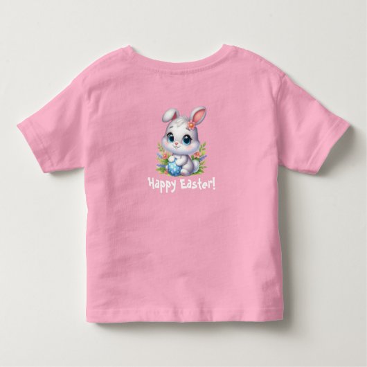Schattigee witte paashaas met ei kinder shirts (Achterkant)