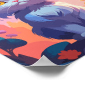 Schattigee witte pluizige poes poster (Hoek)