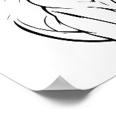 Schattigee Witte Poesje Cat Line Art Tekening Poster (Hoek)