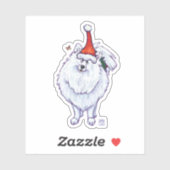 Schattigee witte Pomeranianin a Santa Hat Sticker (Vel)
