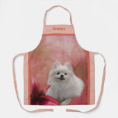 Schattigee Witte Pommerse Hond gepersonaliseerd Schort (Voorkant)