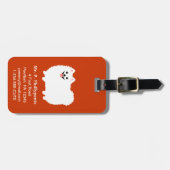 Schattigee Witte Pommerse met  Tekst Bagagelabel (Voorkant horizontaal)