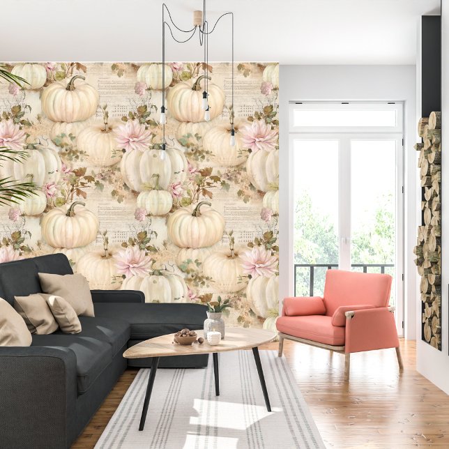 Schattigee Witte Pompoen Herfst Halloween Party Ki Behang (Creator heeft geüpload)