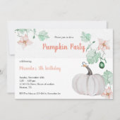 Schattigee Witte Pompoen Waterverf Kunst Kaart (Voorkant)