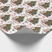 Schattigee witte Pony Kinder kerst Cadeaupapier (Hoek)