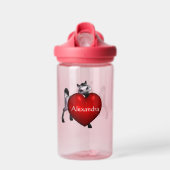 Schattigee Witte Pony met Rode Hart Kinder Waterfles (Voorkant)