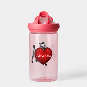 Schattigee Witte Pony met Rode Hart Kinder Waterfles