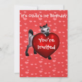 Schattigee Witte Pony met Rode Hartuitnodiging Kaart (Voorkant)