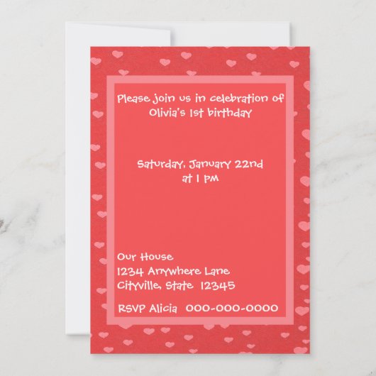 Schattigee Witte Pony met Rode Hartuitnodiging Kaart (Achterkant)