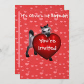 Schattigee Witte Pony met Rode Hartuitnodiging Kaart (Voorkant / Achterkant)