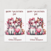 Schattigee Witte Pony's Kind Valentijn Classroom K Briefkaart (Voorkant)