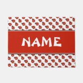 Schattigee witte & rode lieveheersbeestjes patroon deurmat (Voorkant)