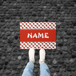 Schattigee witte & rode lieveheersbeestjes patroon deurmat