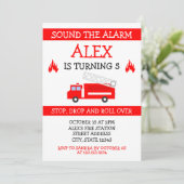 Schattigee Witte & Rode Vector Kinder Firetruck Ve Kaart (Staand voorkant)