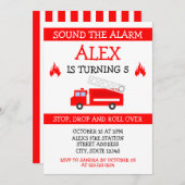 Schattigee Witte & Rode Vector Kinder Firetruck Ve Kaart (Voorkant / Achterkant)