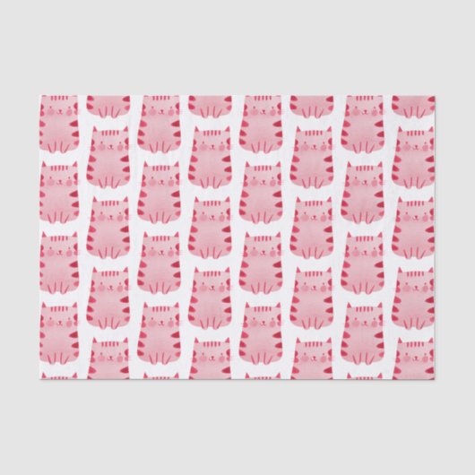 Schattigee Witte Roze Kattenverjaardag Tissuepapier (Voorkant)