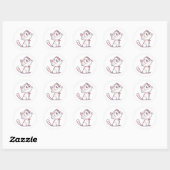 Schattigee Witte & Roze Kitten Cartoon – Kinder St Ronde Sticker (Vel)
