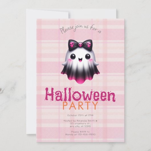 Schattigee witte roze zwarte spookschedels Hallowe Kaart (Voorkant)