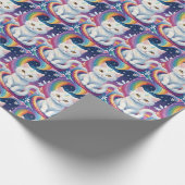 Schattigee Witte Sneeuw Kerstkat Cadeaupapier (Hoek)