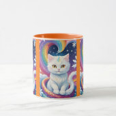 Schattigee Witte Sneeuw Kerstkat Mok (Midden)