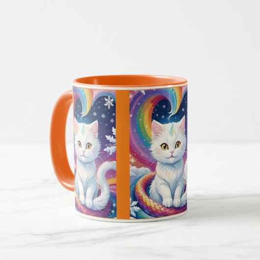 Schattigee Witte Sneeuw Kerstkat Mok (Voorkant links)