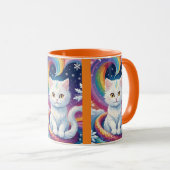 Schattigee Witte Sneeuw Kerstkat Mok (Voorkant rechts)