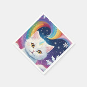 Schattigee Witte Sneeuw Kerstkat Servet (Hoek)