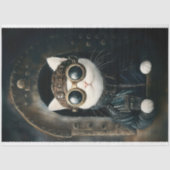 Schattigee Witte Steampunk Dieselpunk Cat AQ9 Deco Tissuepapier (Voorkant)