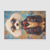 Schattigee Witte Steampunk Poedel Hond AX6 Decoupa Tissuepapier (Voorkant)