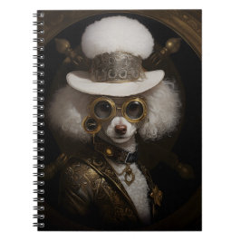 Schattigee Witte Steampunk Poedel Schilderij D2 Ni Notitieboek
