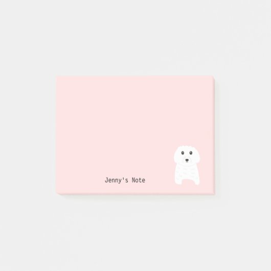 Schattigee witte teddybeer hond huisdier aangepast post-it® notes (Voorkant)