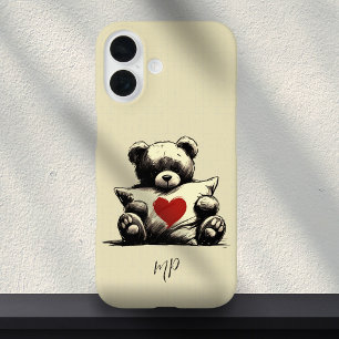 Schattigee Witte Teddybeer Knuffel Kussen Hart Mon iPhone 16 Hoesje
