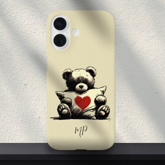 Schattigee Witte Teddybeer Knuffel Kussen Hart Mon Case-Mate iPhone Case