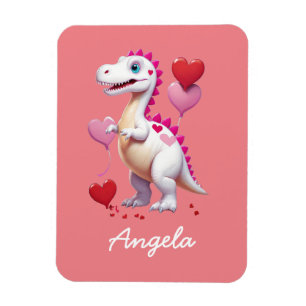 Schattigee witte Valentijnsdag dinosaurus Magneet