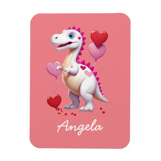 Schattigee witte Valentijnsdag dinosaurus Magneet (Verticaal)
