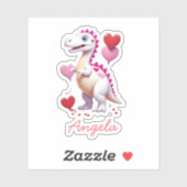 Schattigee witte Valentijnsdag dinosaurus Sticker (Vel)