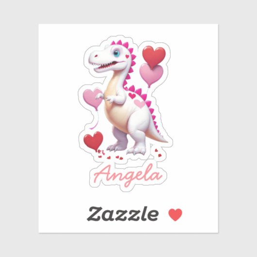 Schattigee witte Valentijnsdag dinosaurus Sticker (Vel)